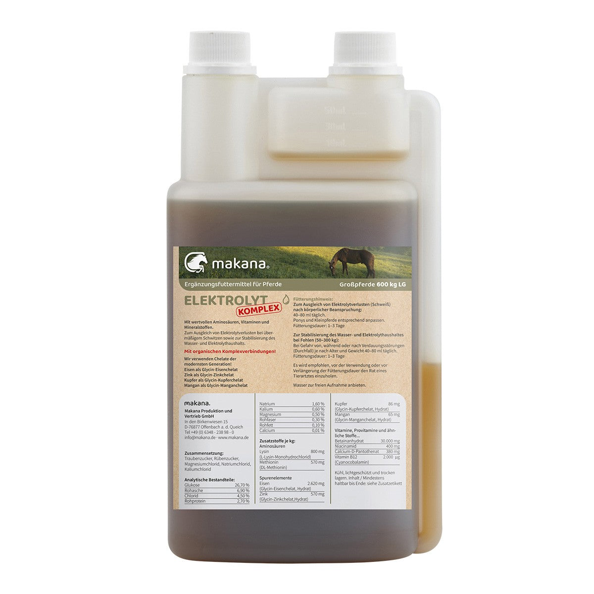 Makana Elektrolyt KOMPLEX flüssig für Pferde (mit Lysin, Methionin + Zink), 1 l