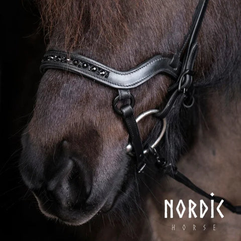 Nordic Horse, Anatomischer Nasenriemen All Black/Weiß/Rosegold