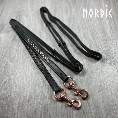 Nordic Horse, Supergrip Zügel, All Rosegold/Black/White