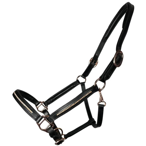 Nordic Horse leather halter with rose gold or white stones 