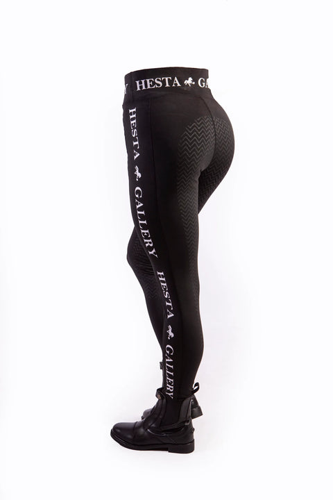 Hestagallery Reitleggin mit hoher Taille und Vollsilikon, schwarz