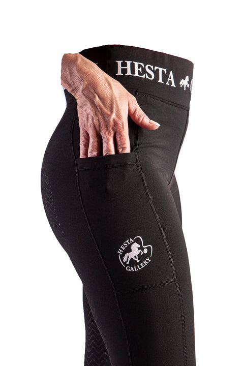 Hestagallery Reitleggin mit hoher Taille und Vollsilikon, schwarz