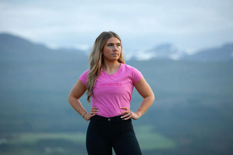 Top Reiter T-Shirt "TR", V-neck, pink