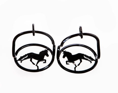 Hestagallery Steigbügel Stígur, schwarz mit Pferd