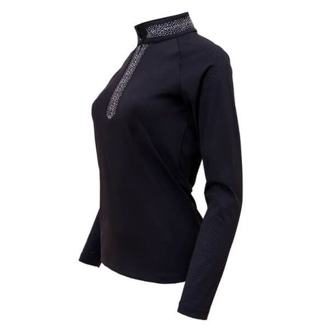 Top Reiter Langarmshirt JODIS, schwarz mit Kristallen