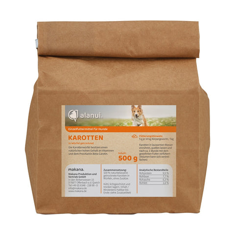 Makana alanui Karotten in Würfeln für Hunde, 500 g Tüte
