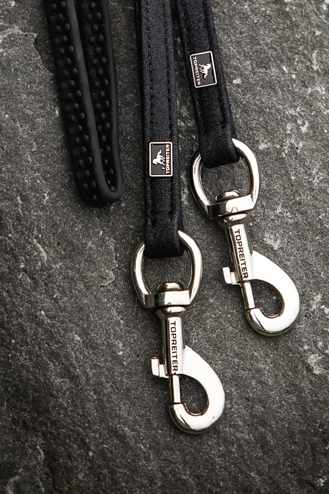 Top Reiter T2 Glitrandi Glitzer Zügel mit Karabiner, weiß & schwarz
