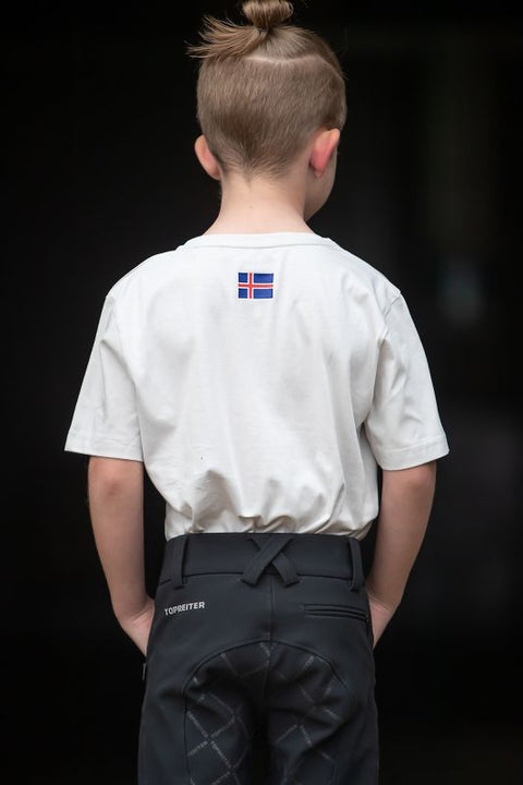 Top Reiter T-Shirt Hestur Kinder, Greige
