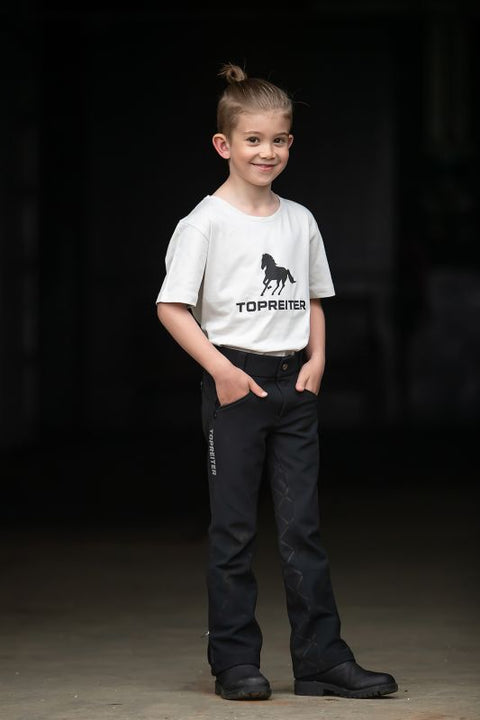 Top Reiter T-Shirt Hestur Kinder, Greige