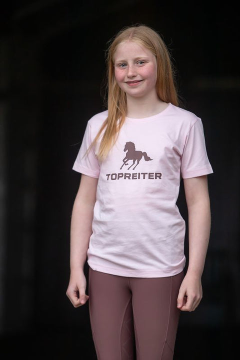 Top Reiter T-Shirt Hestur Kinder, Alt Rosa