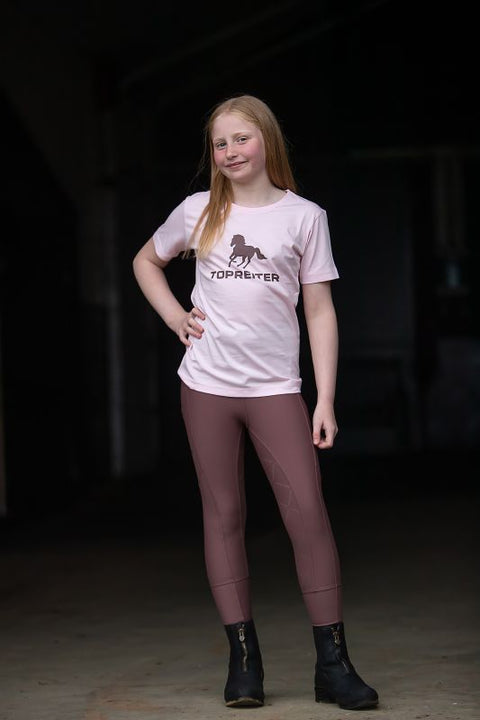 Top Reiter T-Shirt Hestur Kinder, Alt Rosa