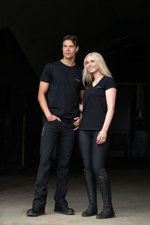 Top Reiter Basic T-Shirt, V-Ausschnitt, black